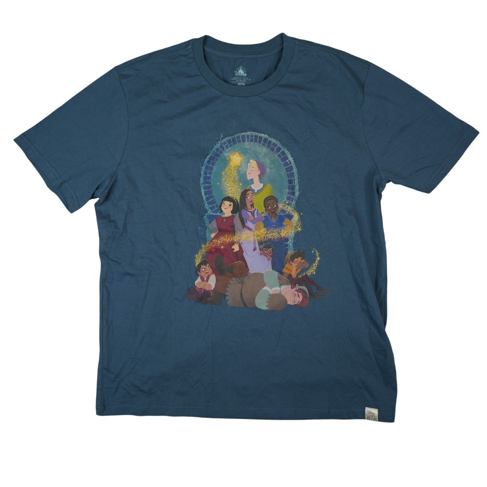 Disney Wish Movie Graphic T-Shirt Mens Large Blue‎ Organic Cotton Crew Neck Tee